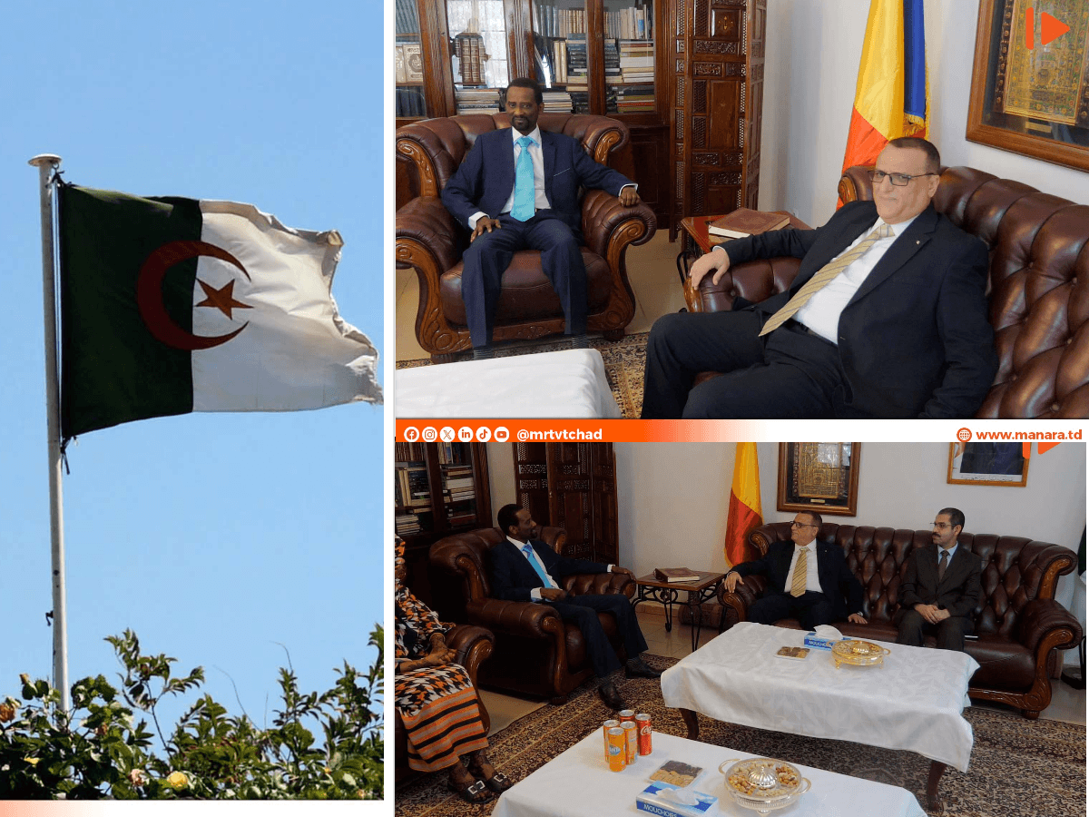 𝗖𝗢𝗢𝗣𝗘𝗥𝗔𝗧𝗜𝗢𝗡: Le Directeur Exécutif du Groupe Média Manara Radio Télévision(MRTV), Ibrahim Mahamat Brahimi a effectué une visite à la résidence de l'Ambassadeur de la République Algérienne🇩🇿 démocratique et populaire au Tchad.